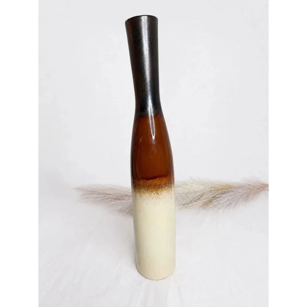 Ceramic Elongated Slim Neck Bud Vase West Elm Minimalist Style Earthtone 18”